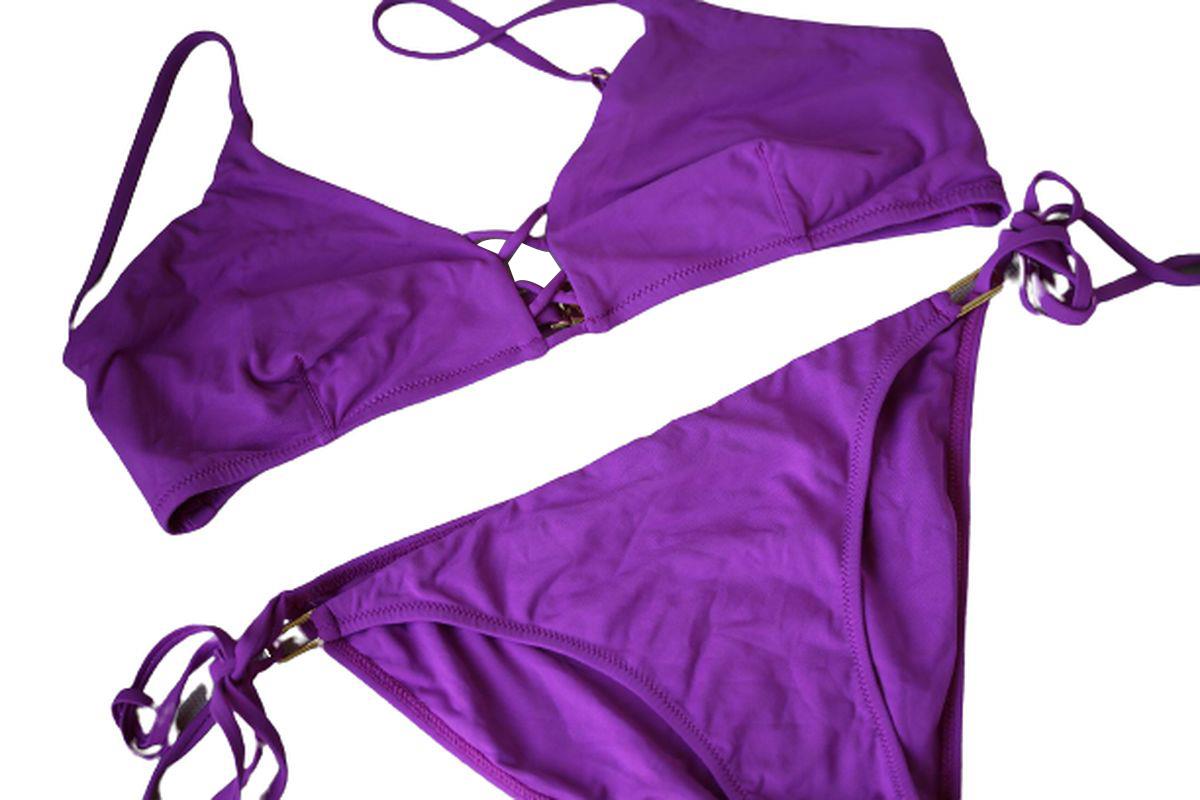 MELISSA ODABASH SARDINIA PURPLE TRIANGLE TOP AND KEY WEST BIKINI UK 10/14