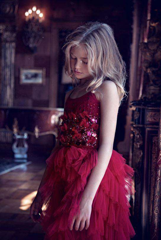 TUTU DU MONDE GIRLS RED BLOOMING ROSE TUTU DRESS 2-3 YEARS