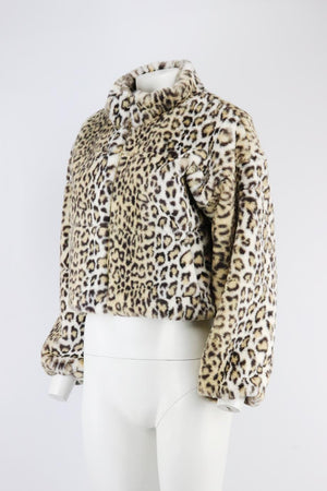 TIGER MIST LEOPARD PRINT FAUX FUR JACKET MEDIUM