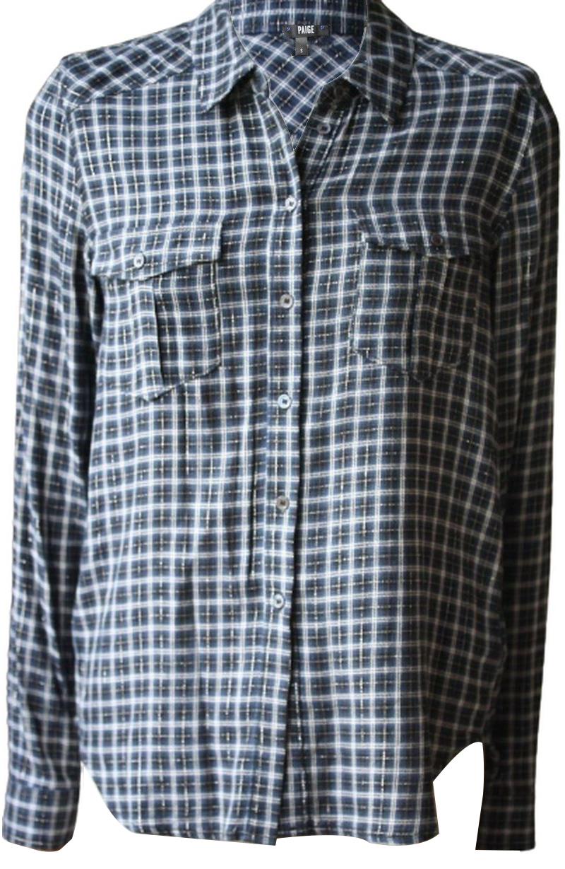 PAIGE MYA SHIRT IN BLACK ROSETTE PLAID SMALL