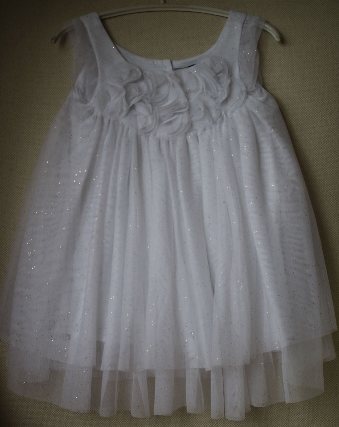 LILI GAUFRETTE GIRLS WHITE TULLE DRESS WITH GOLD GLITTER 2 YEARS