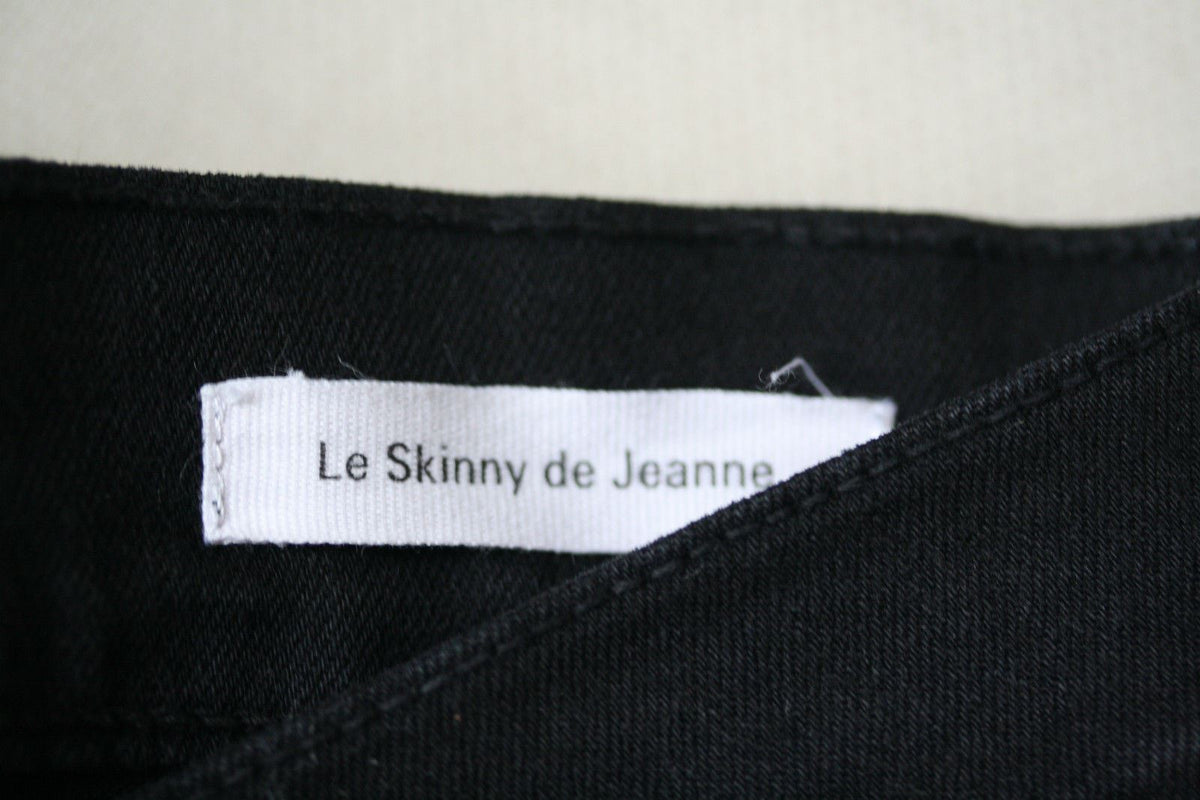 FRAME LE SKINNY DE JEANNE RIPPED BLACK JEANS W25 UK 6/8