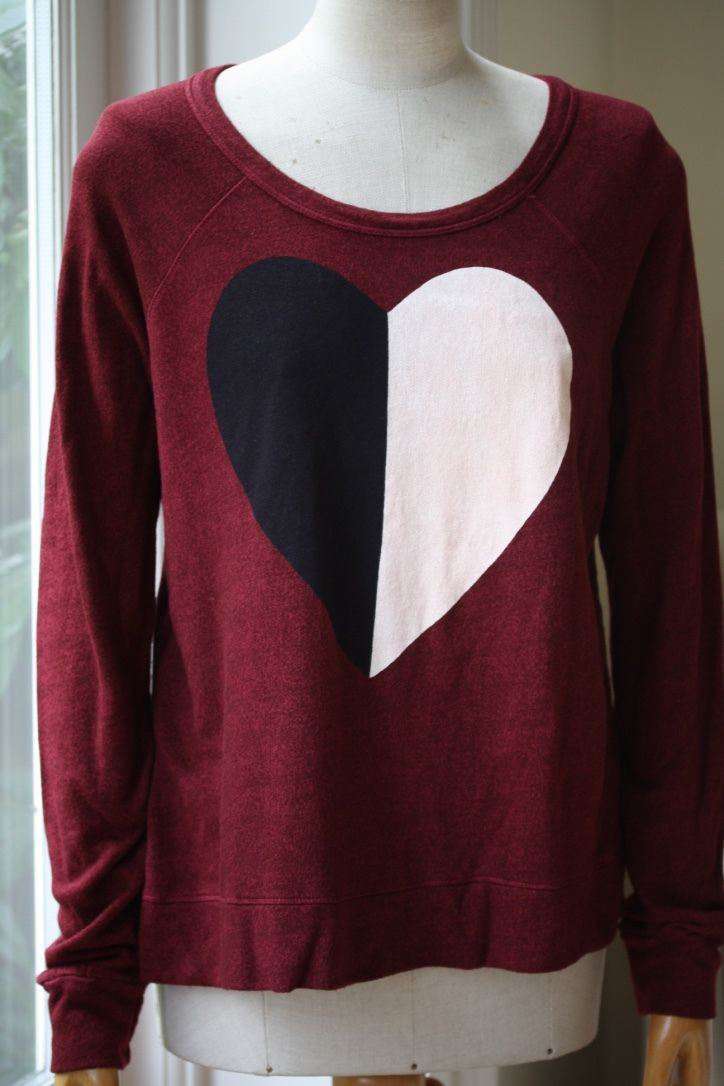 SUNDRY HEART BURGUNDY SWEATSHIRT SIZE 2 SMALL