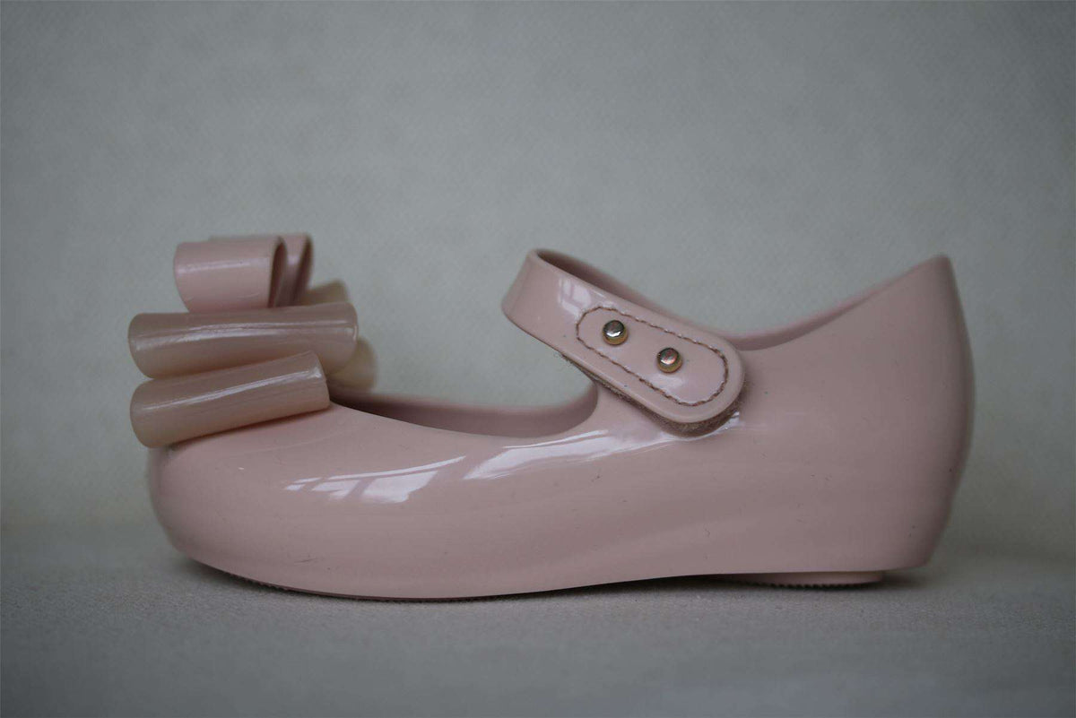 MINI MELISSA GIRLS PALE PINK ULTRAGIRL TRIPLE BOW JELLY SHOES EU 24 UK 7