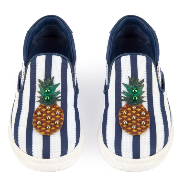 DOLCE & GABBANA BLUE & WHITE STRIPE SLIP-ON SHOES EU 24 UK 7