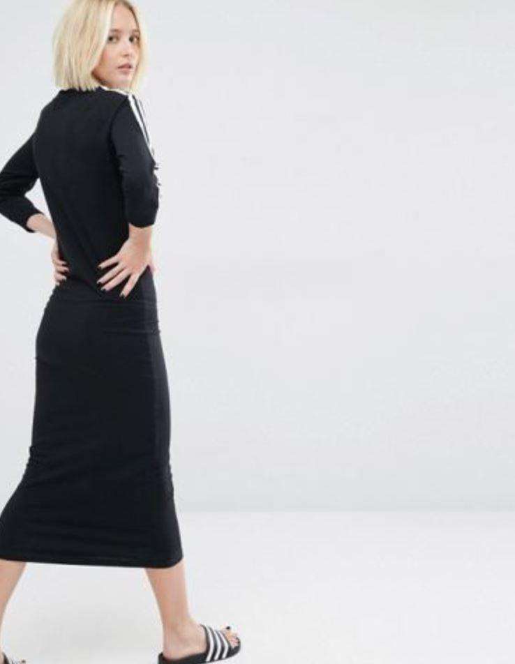 ADIDAS ORIGINALS THREE STRIPE MAXI DRESS UK 10