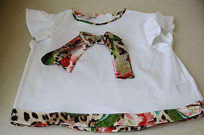 ROBERTO CAVALLI BABY LEOPARD CHERRY BOW BLOUSE TOP 18 MONTHS