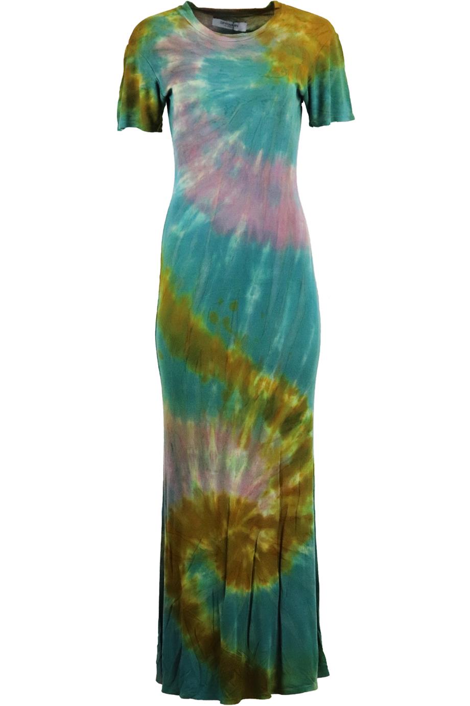 SPRWMN TIE DYED RIBBED KNIT MAXI DRESS SMALL