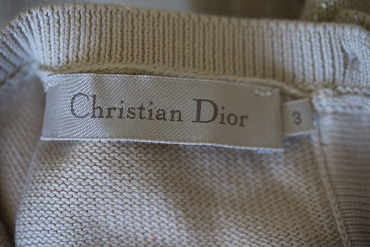 CHRISTIAN DIOR GIRLS CHAMPAGNE KNIT DRESS 3 YEARS