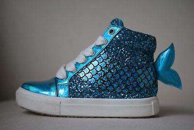 MINI MISS KG SPLASH GIRLS TURQUOISE HIGH TOP MERMAID TRAINERS EU 24 UK 7