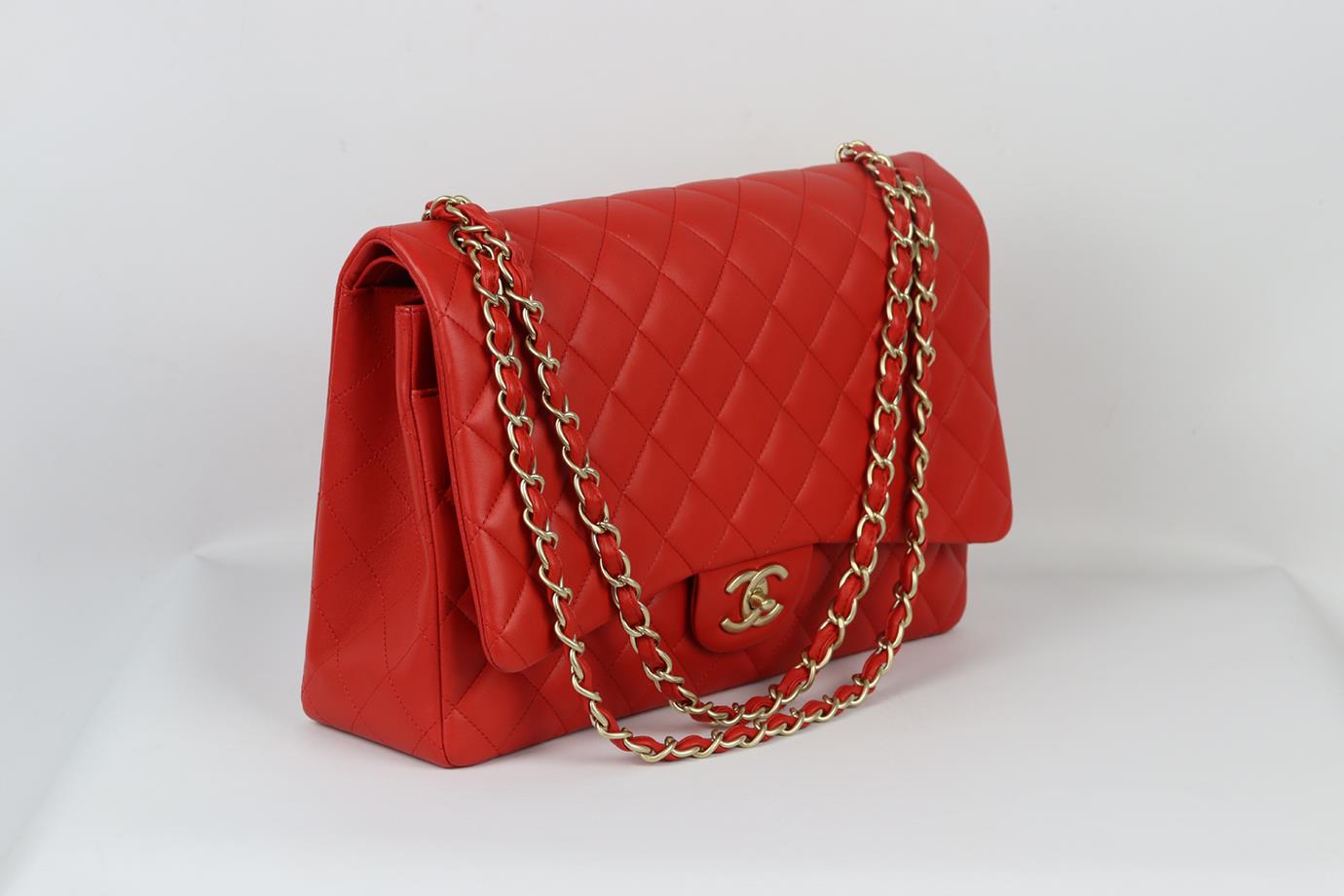 CHANEL 2012 MAXI CLASSIC QUILTED LEATHER DOUBLE FLAP SHOULDER BAG