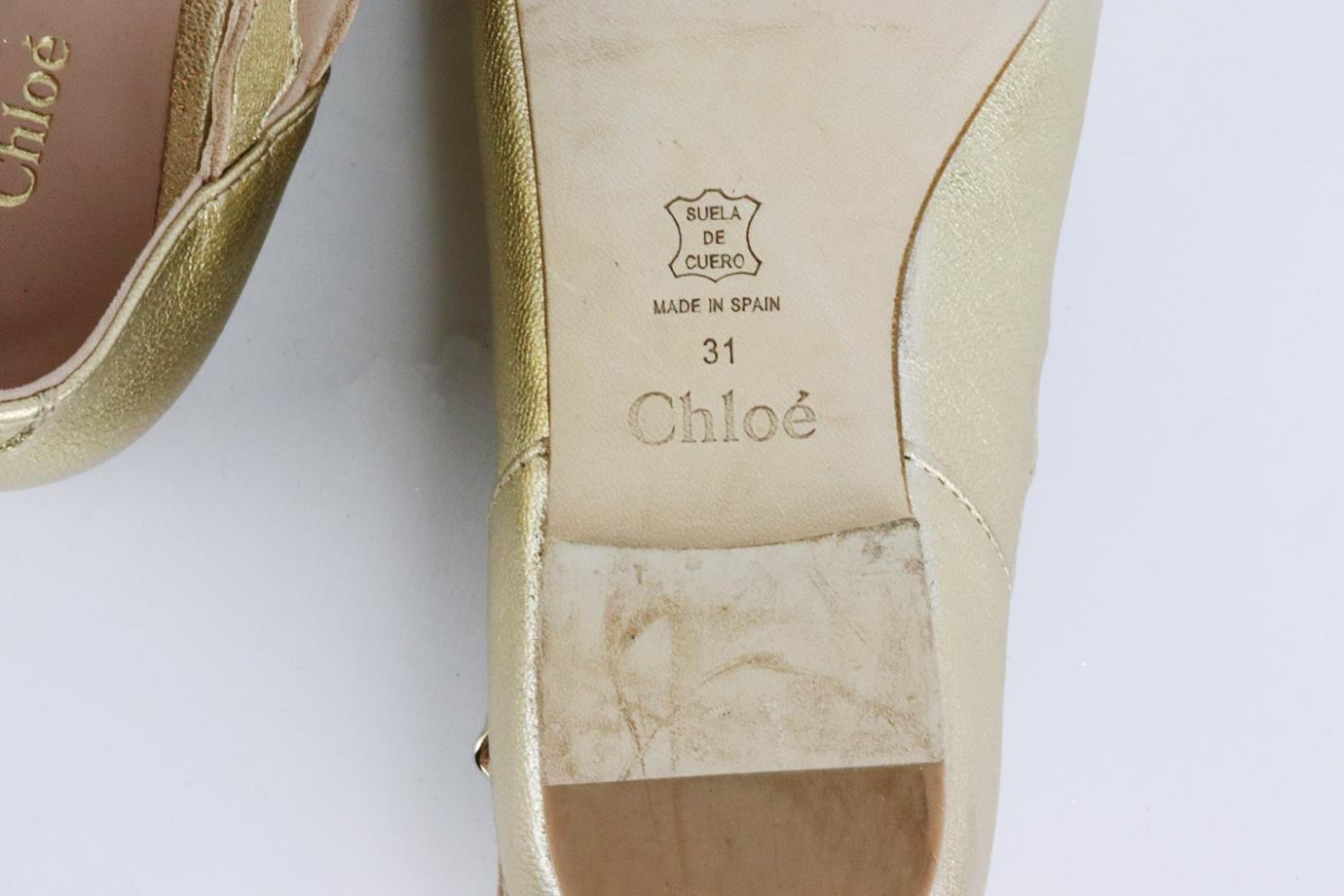 CHLOÉ METALLIC LEATHER BALLERINA FLATS EU 31 UK 12.5