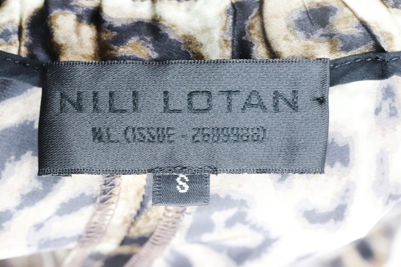 NILI LOTAN LEOPARD PRINT SILK PANTS SMALL