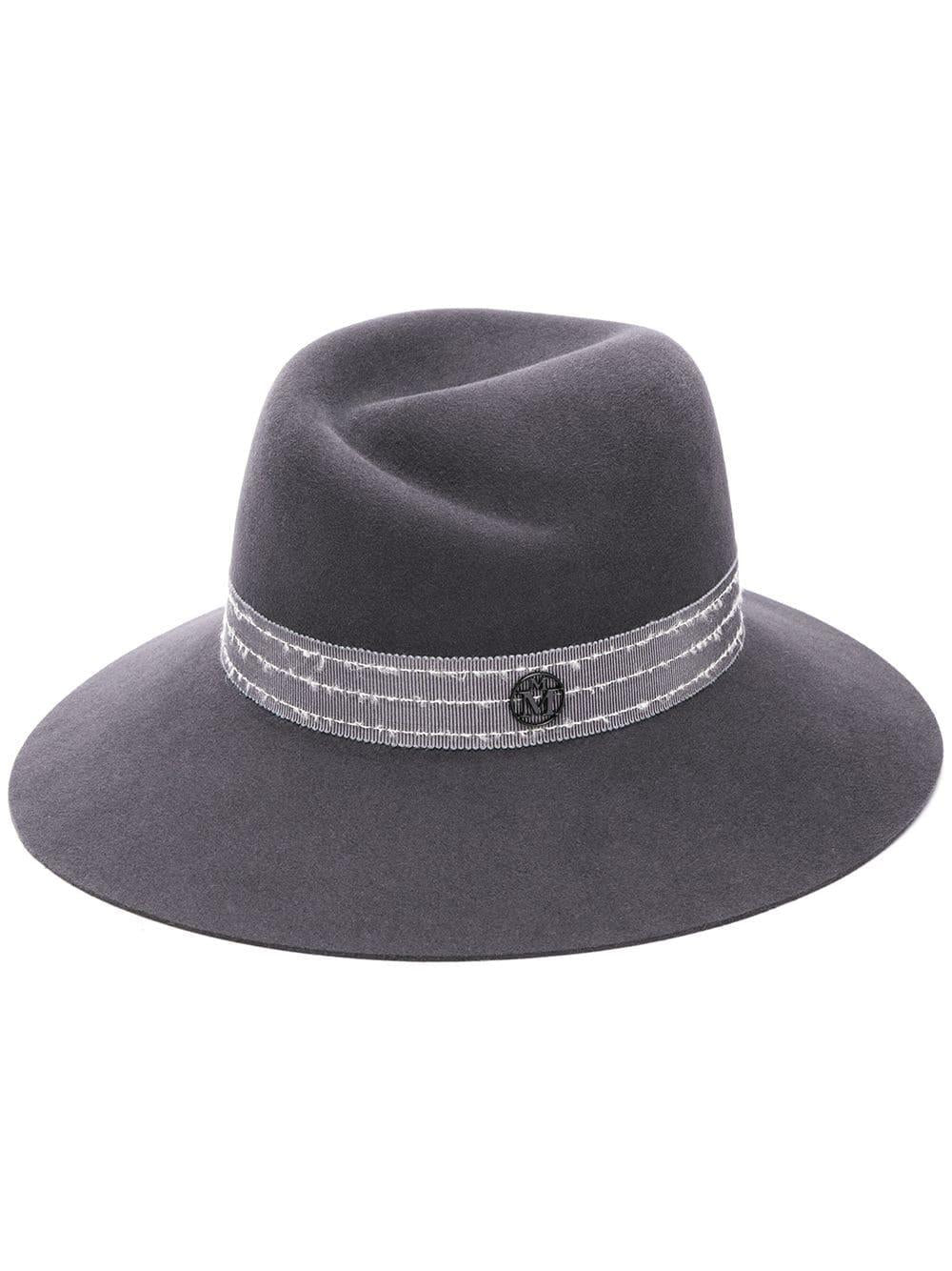 MAISON MICHEL VIRGINIE GROSGRAIN TRIMMED RABBIT FELT FEDORA LARGE