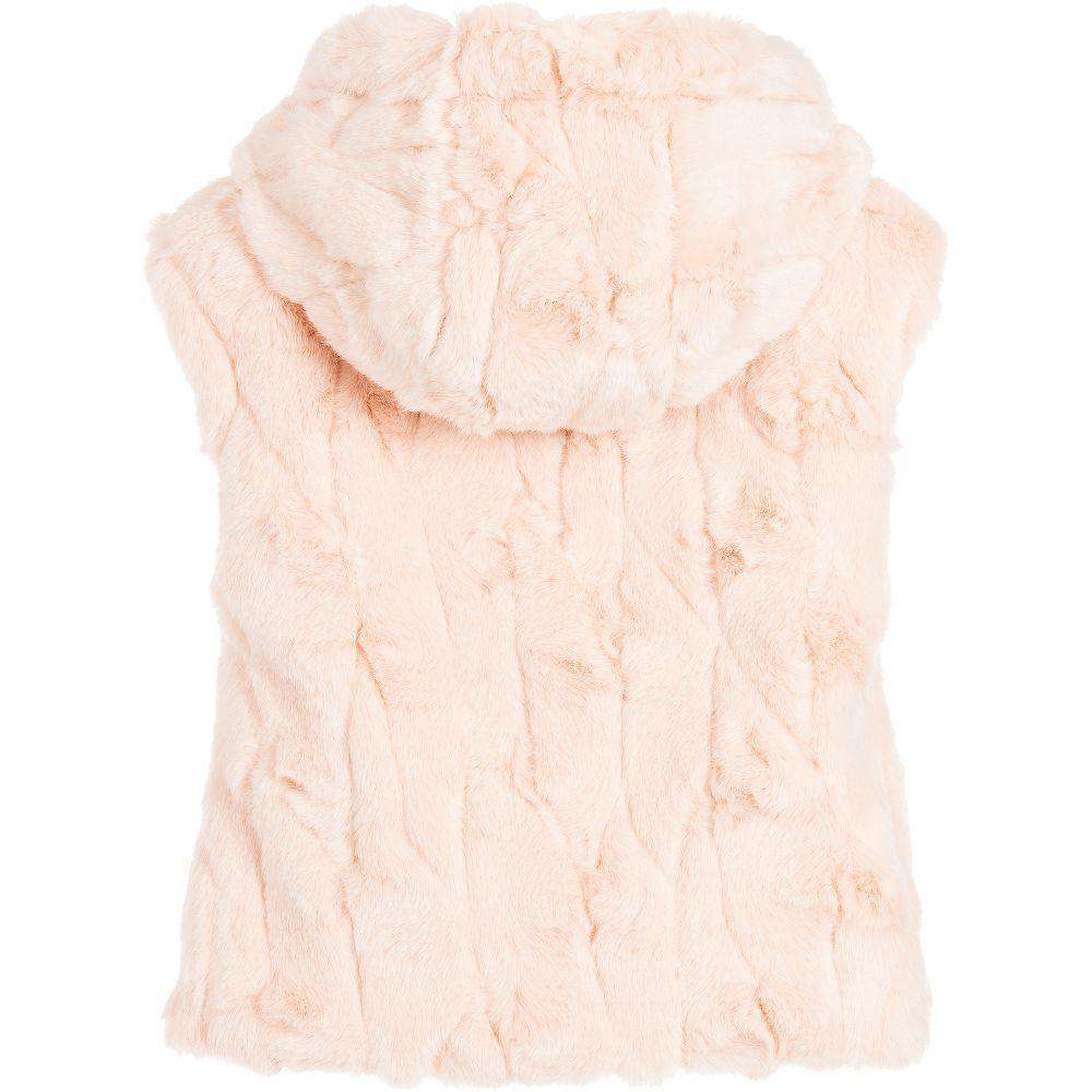 MAYORAL GIRLS PINK SYNTHETIC FUR HOODED GILET 3 YEARS