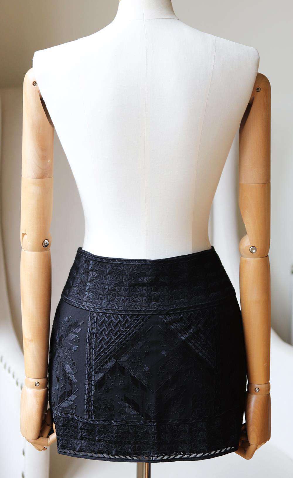 ISABEL MARANT ANDY EMBROIDERED SILK GEORGETTE WRAP MINI SKIRT FR 36 UK 8