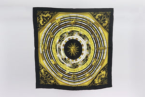 HERMÈS DIES ET HORE PRINTED SILK TWILL POCKET SQUARE