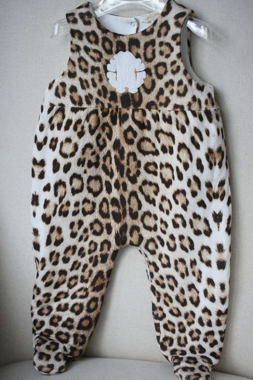 ROBERTO CAVALLI BABY LEOPARD PADDED SLEEPSUIT BABYGROW 9 MONTHS