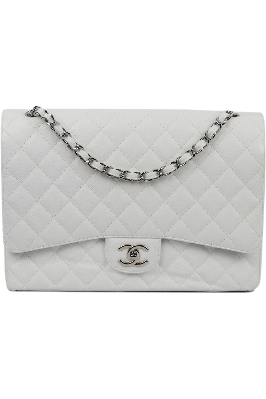 CHANEL 2011 MAXI CLASSIC QUILTED CAVIAR LEATHER DOUBLE FLAP SHOULDER BAG