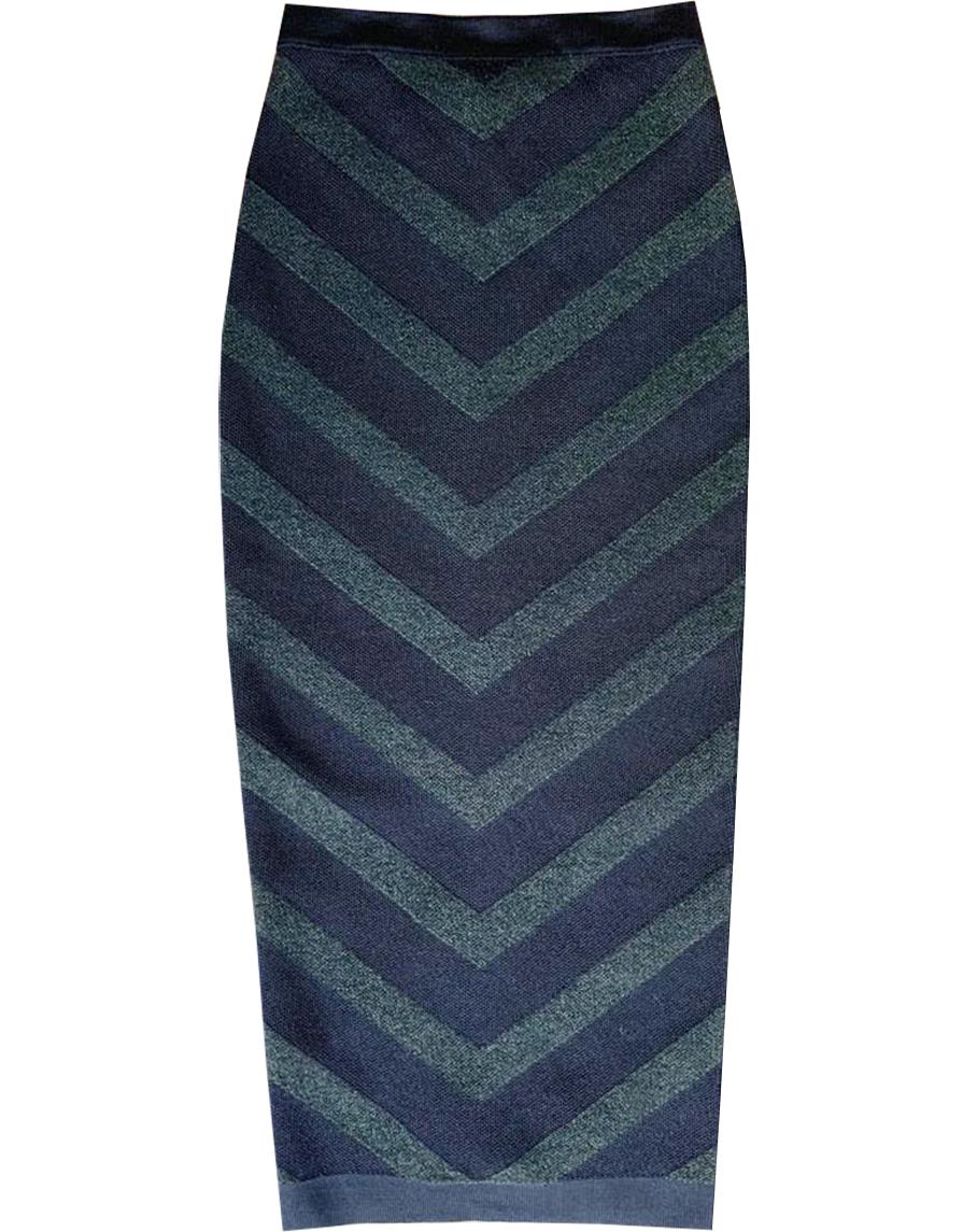 BALMAIN CHEVRON PATTERNED MOHAIR BLEND MIDI SKIRT FR 36 UK 8
