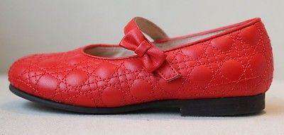 DIOR BABY GIRLS RED LEATHER CANNAGE SHOES EU 25 UK 8