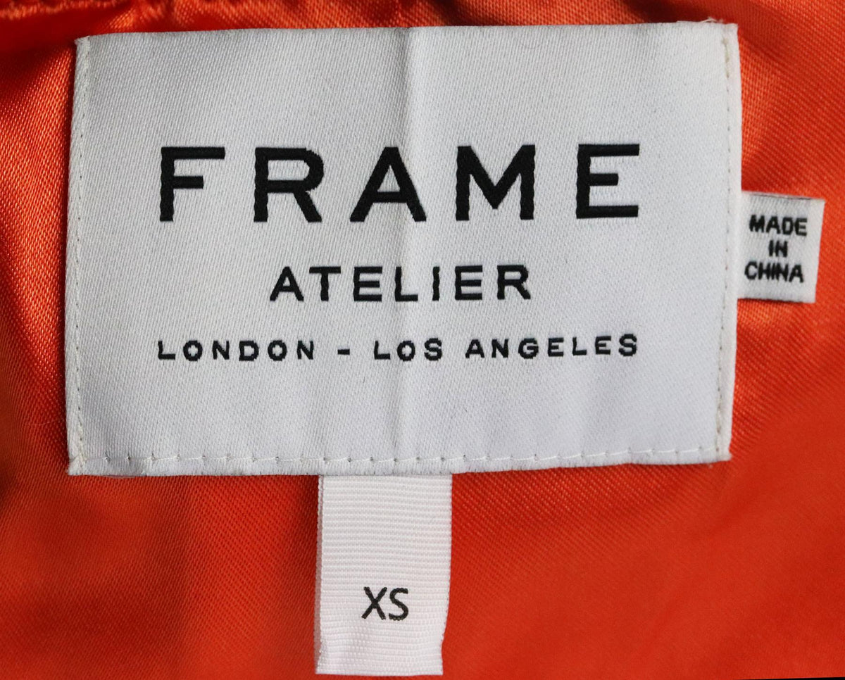 FRAME + LARA STONE EMBROIDERED SHELL BOMBER JACKET XSMALL