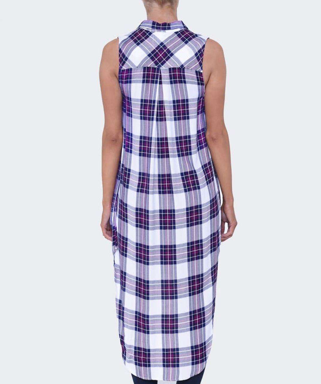 RAILS JORDYN PLAID SLEEVELESS HIGH-LOW SHIRT TUNIC DRESS MEDIUM