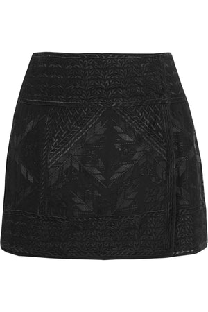 ISABEL MARANT ANDY EMBROIDERED SILK GEORGETTE WRAP MINI SKIRT FR 36 UK 8