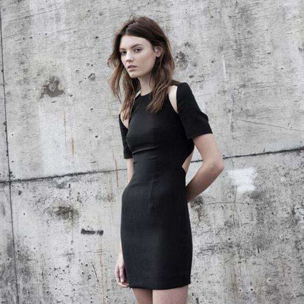DION LEE CUTOUT CREPE BLACK DRESS UK 6