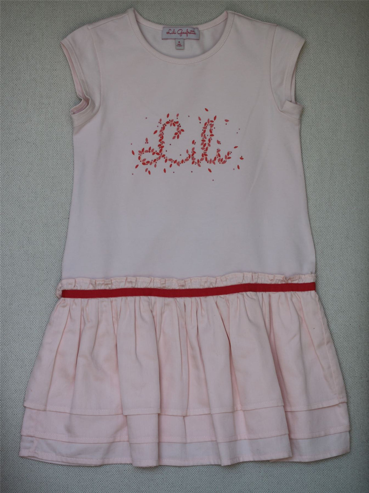 LILI GAUFRETTE GIRLS PINK LOGO DRESS 4 YEARS