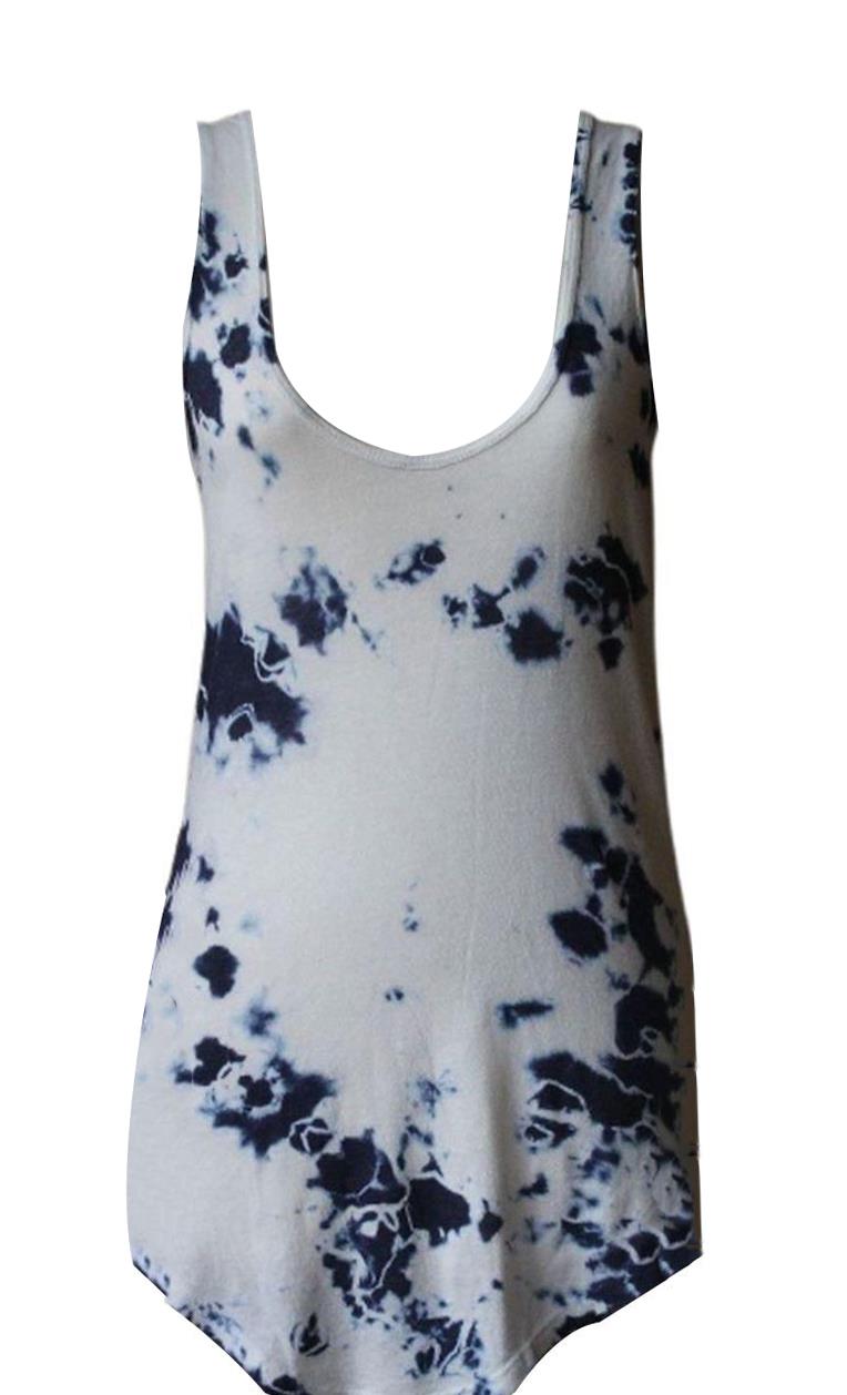 RAQUEL ALLEGRA TIE-DYE COTTON-BLEND JERSEY TANK TOP UK 8