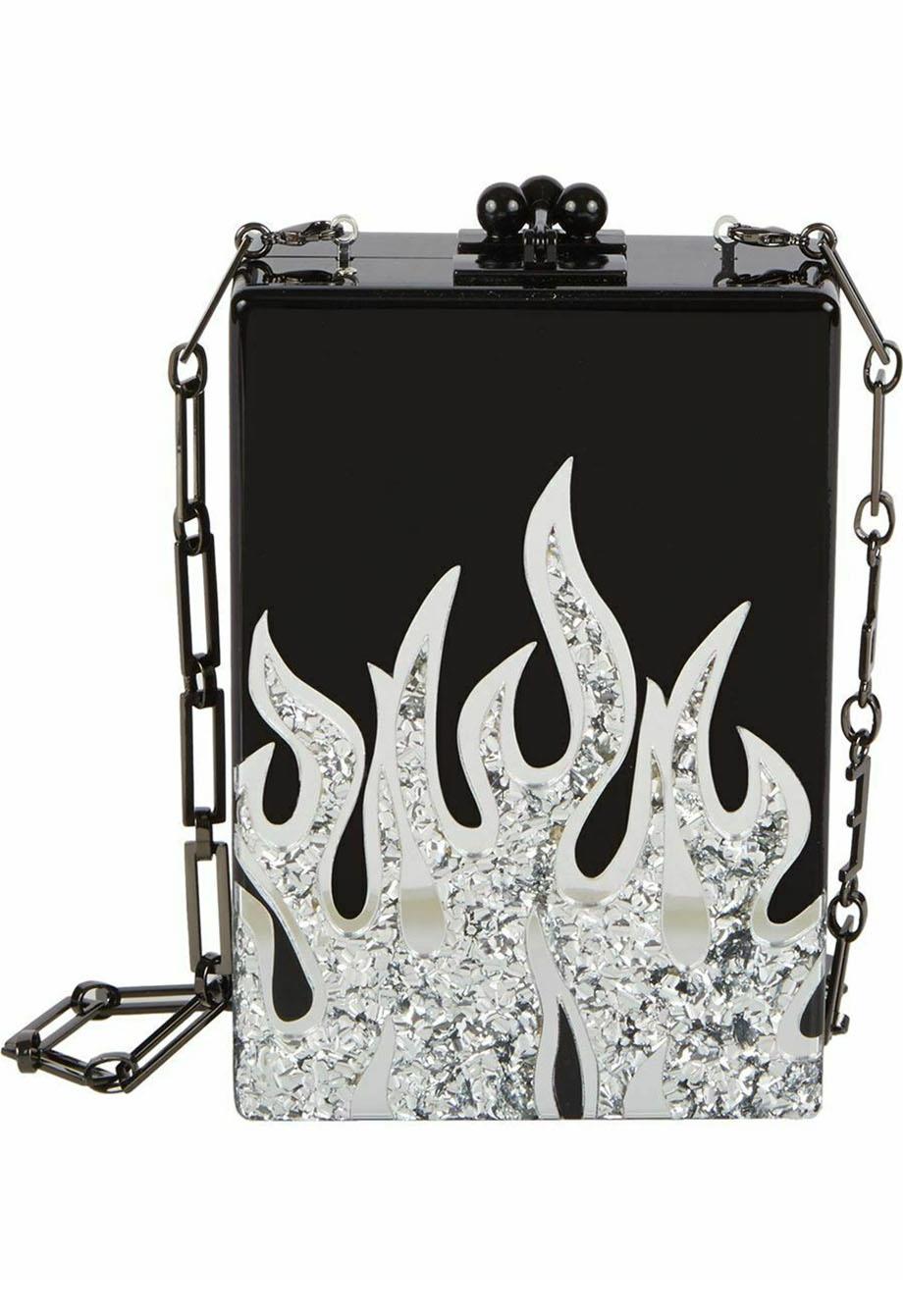 EDIE PARKER CAROL FLAMES ACRYLIC BOX CLUTCH