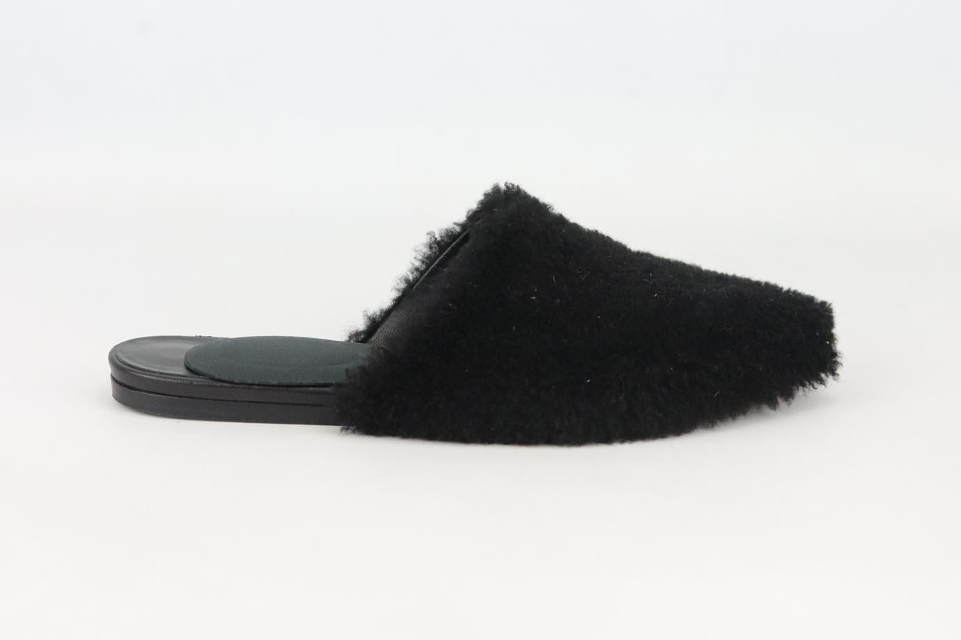 JENNI KAYNE SHEARLING AND LEATHER SLIPPERS EU 38 UK 5 US 8