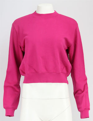 COTTON CITIZEN CROPPED DISTRESSED COTTON TERRY SWEATSHIRT SMALL