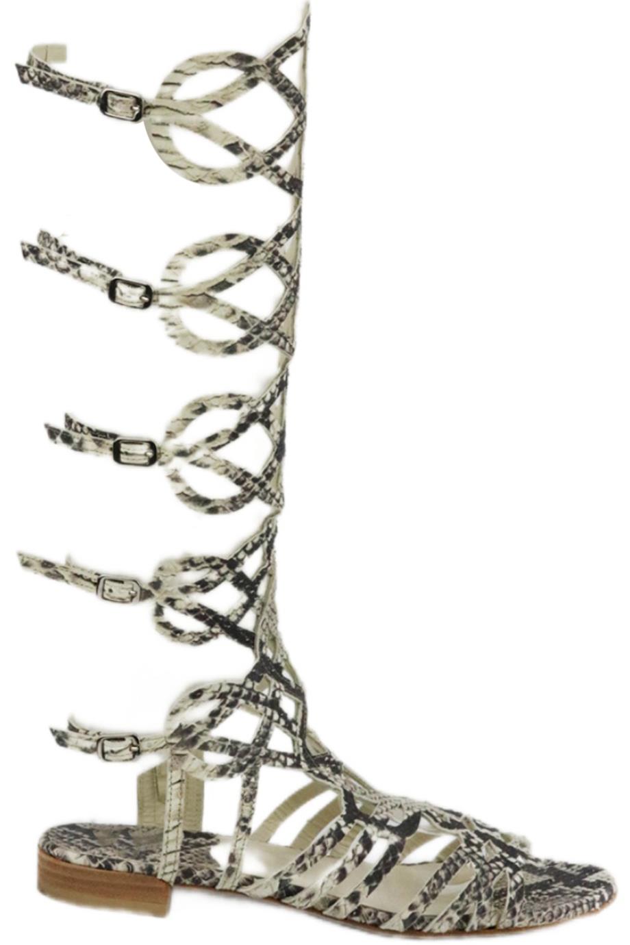 STUART WEITZMAN CUTOUT SNAKE EFFECT LEATHER SANDALS EU 37 UK 4 US 7
