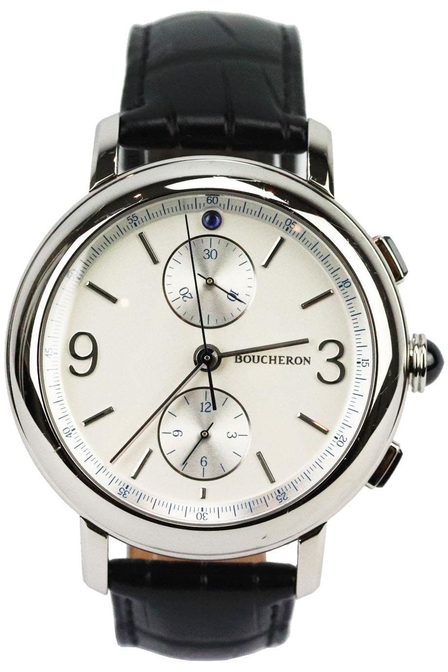 BOUCHERON EPURE 43MM STAINLESS STEEL AND ALLIGATOR WATCH
