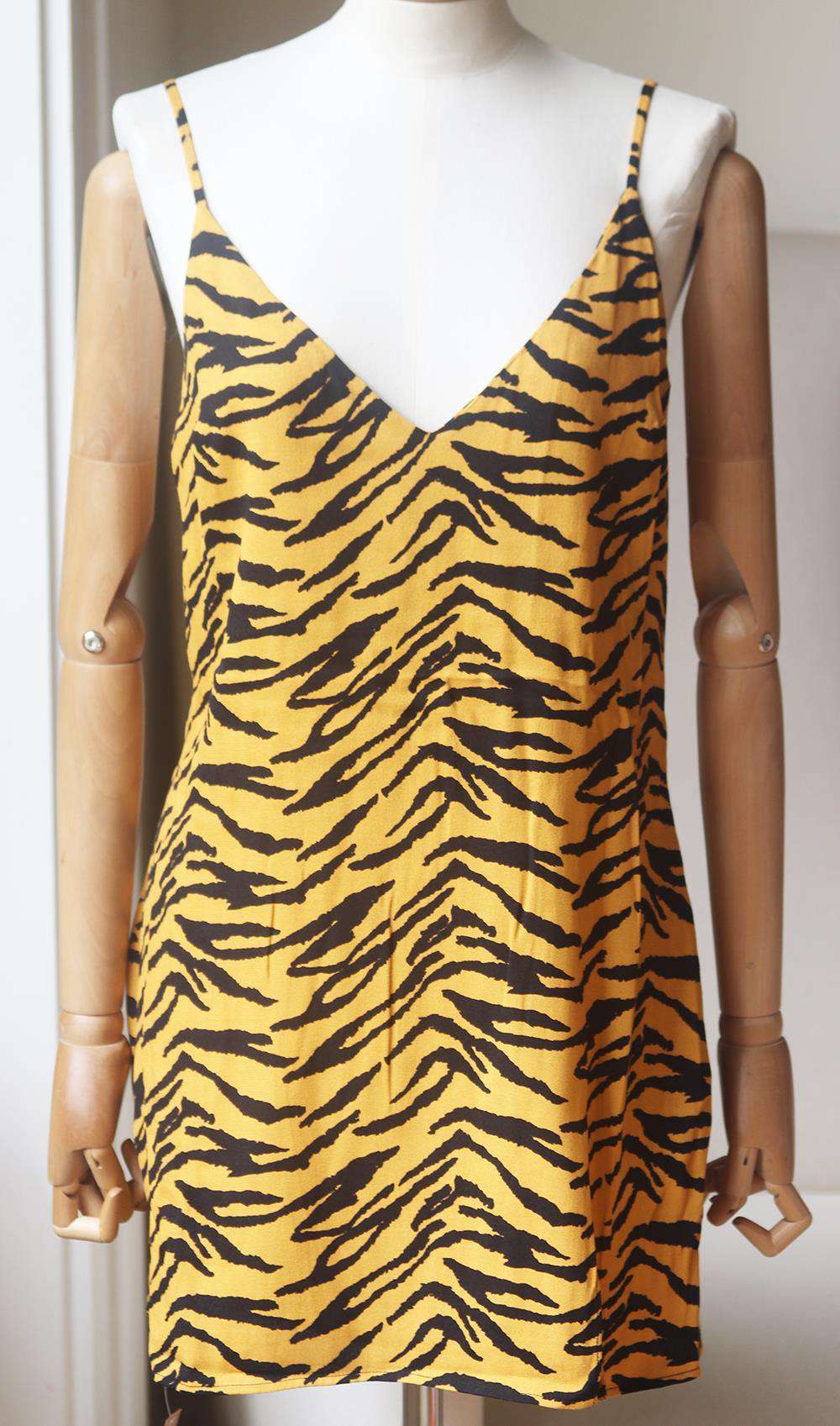 REFORMATION MARLOWE ZEBRA PRINT CREPE MINI DRESS MEDIUM