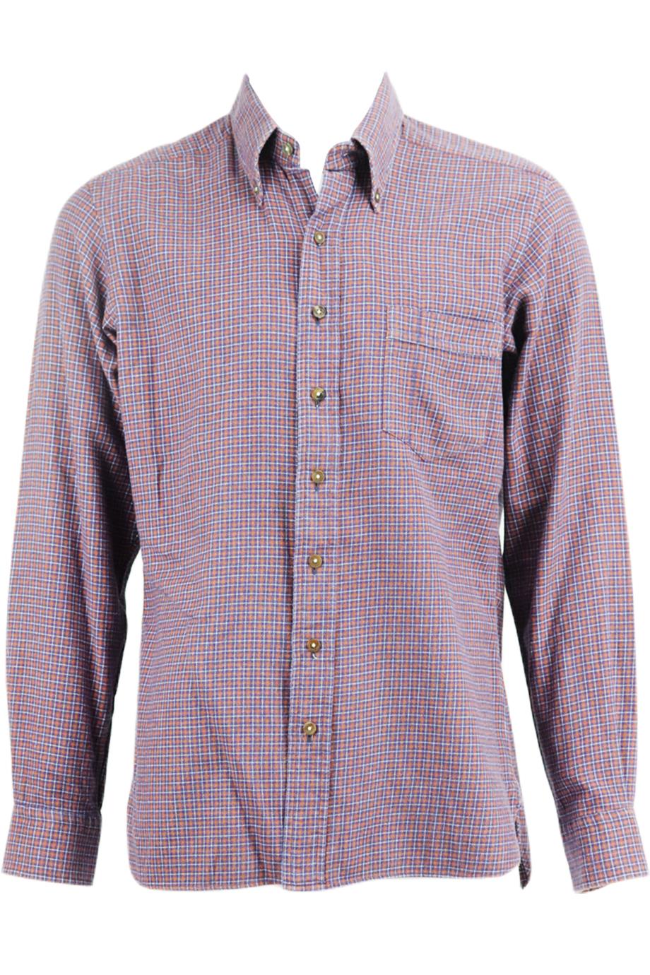 THOM SWEENEY MEN'S CHECKED COTTON FLANNEL SHIRT IT 52 UK/US CHEST 42