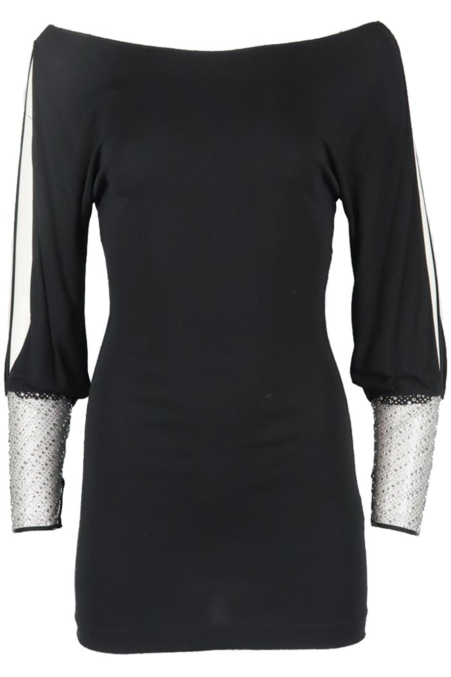 JIKI MONTE CARLO CREATIONS VINTAGE EMBELLISHED JERSEY MINI DRESS XSMALL