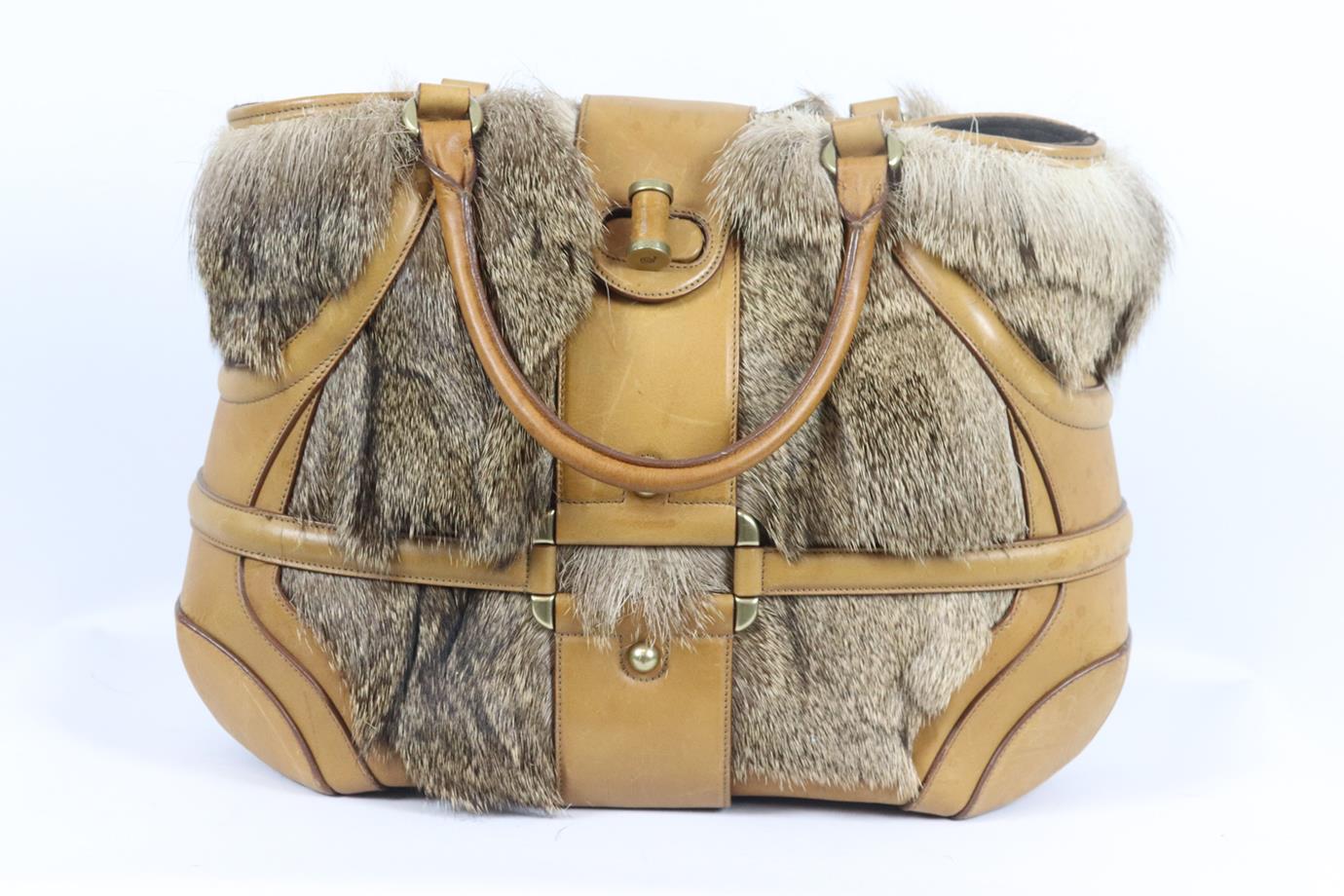 ALEXANDER MCQUEEN NOVAK FUR AND LEATHER TOTE BAG