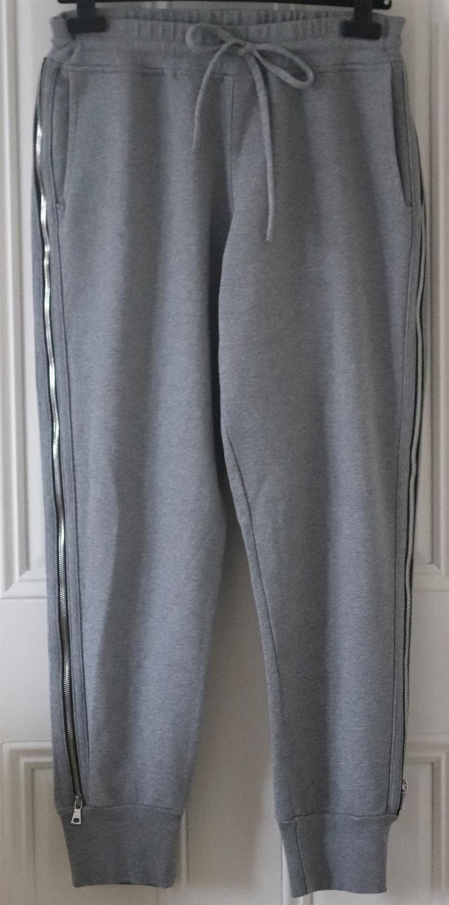 RTA AUGUSTINE ZIP DETAILED COTTON TERRY TRACK PANTS LARGE