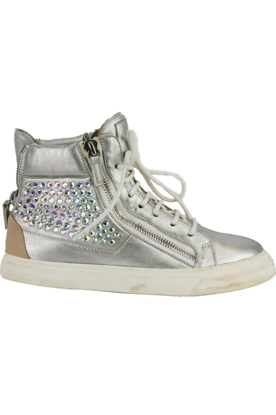 GIUSEPPE ZANOTTI EMBELLISHED LEATHER HIGH TOP SNEAKERS EU 38 UK 5 US 8