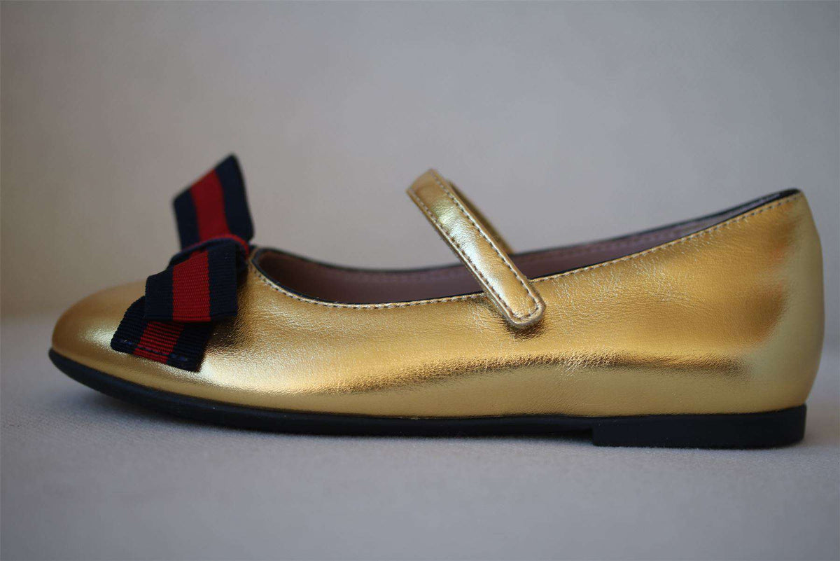 GUCCI GIRLS GOLD LEATHER SHOES EU 25 UK 8