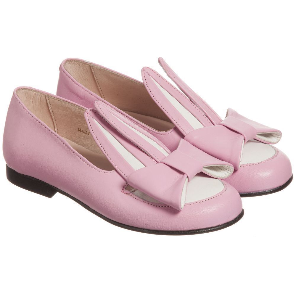 MINNA PARIKKA MINI BABY GIRLS PINK AND WHITE LEATHER BUNNY EARS SHOES EU 24 UK 6