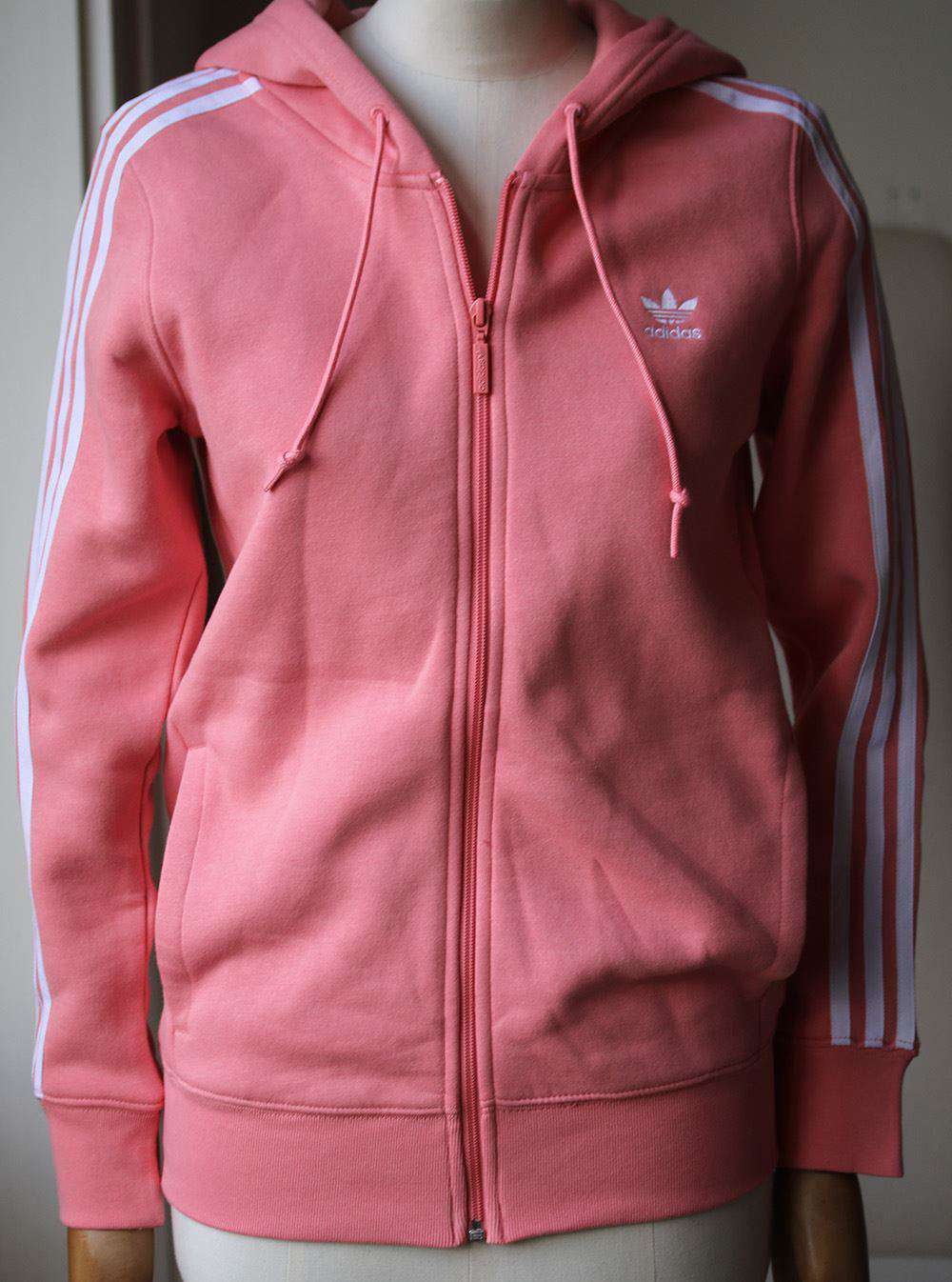 ADIDAS ORIGINALS 3 STRIPE ZIP UP HOODIE SMALL