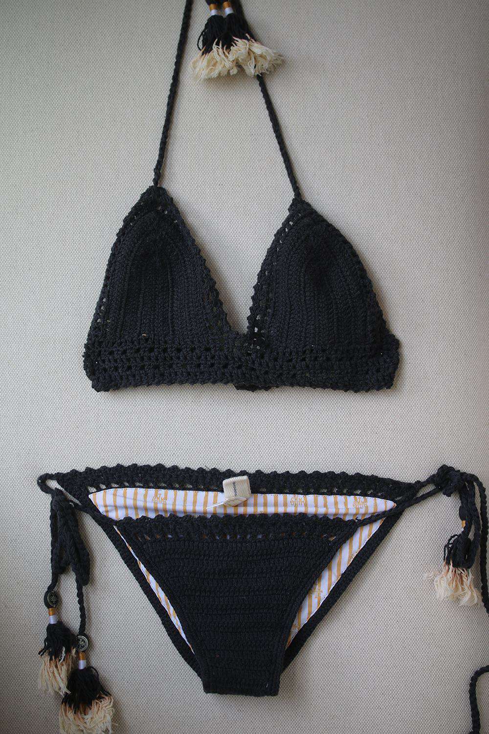 SHE MADE ME CROCHET COTTON TRIANGLE BIKINI S/M