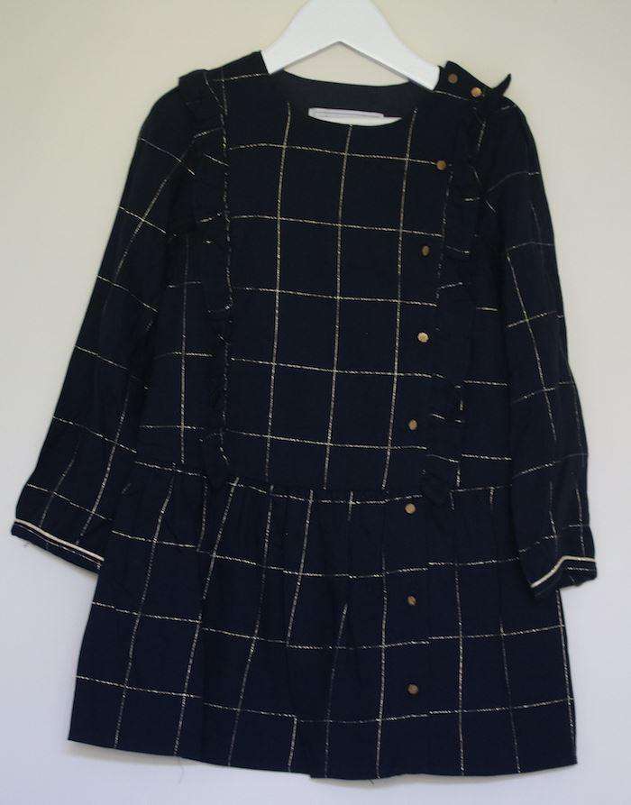 TARTINE ET CHOCOLAT GIRLS BLUE & GOLD CHECK DRESS 5 YEARS