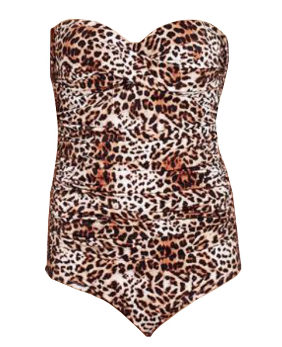 ELIZABETH HURLEY FORTUNA LEOPARD PRINT BANDEAU SWIMSUIT MEDIUM