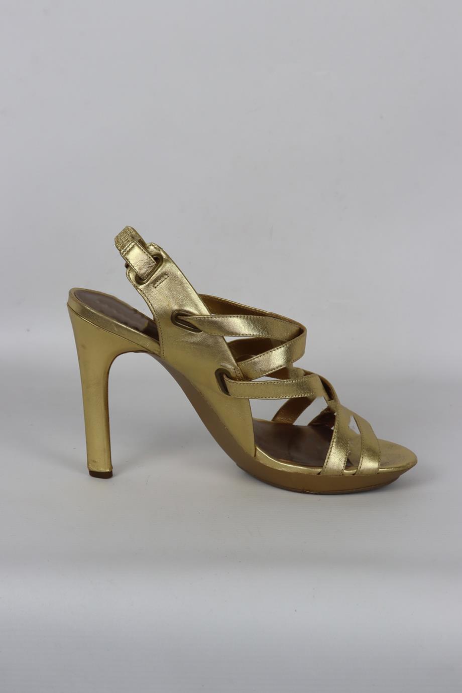 DIANE VON FURSTENBERG METALLIC LEATHER SANDALS EU 39.5 UK 6.5 US 9.5