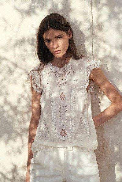MASSCOB MARINA CROCHET EMBROIDERED TOP SMALL